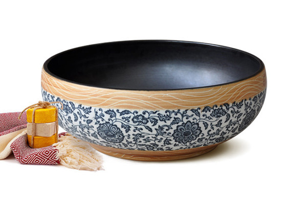 Chậu lavabo đặt bàn Kanly sứ hoa văn SU113