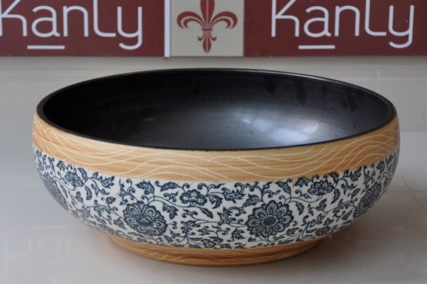 Chậu lavabo đặt bàn Kanly sứ hoa văn SU113