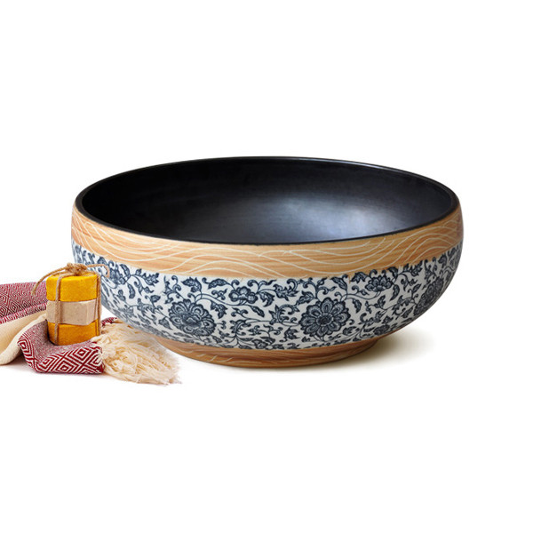 Chậu lavabo đặt bàn Kanly sứ hoa văn SU113