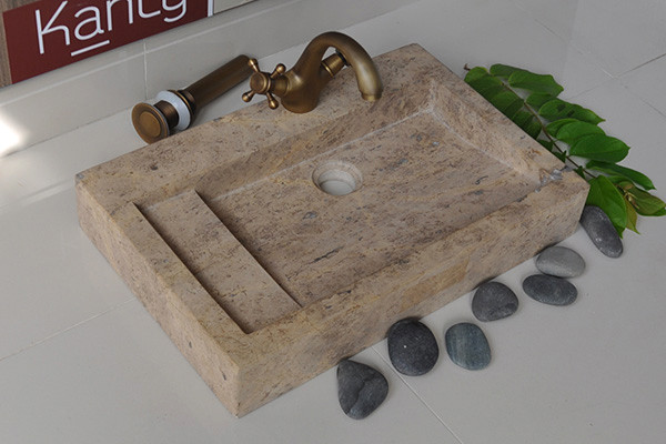 Chậu lavabo đặt bàn Kanly bằng đá MAR24V