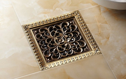 Phễu thoát sàn bằng đồng 12x12cm Kanly GCP21