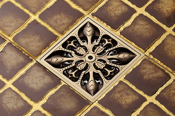 Phễu thoát sàn bằng đồng 10x10cm Kanly GCP07