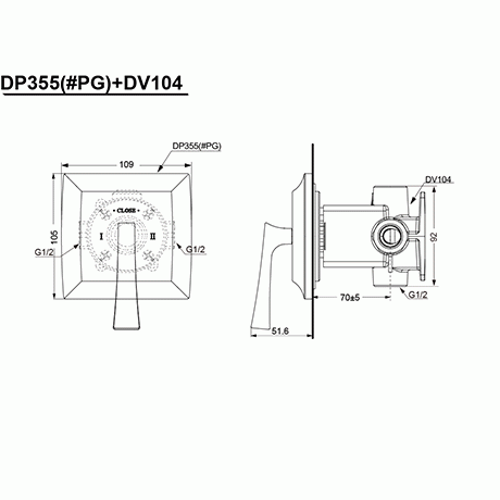 Nút chuyển hướng CLASSIC TOTO DP355#PG/DV104