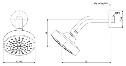 Bát sen tắm gắn tường TOTO TBW01012B (tròn, 102mm)
