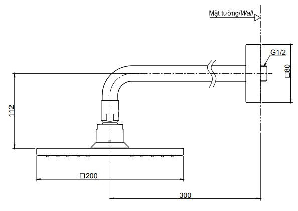 Bát sen tắm gắn tường TOTO DBX115CAMR (vuông, 300mm)