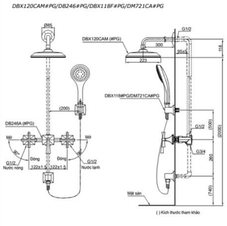 Bộ tổ hợp sen tắm âm tường TOTO DBX120CAMR#PG