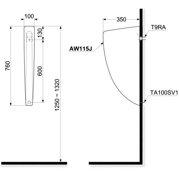 Vách ngăn tiểu nam TOTO AW115J