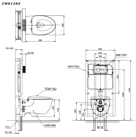 Bồn cầu treo tường LP điện tử S7 TOTO CW812RA TCF4911Z WH172A MB176GH