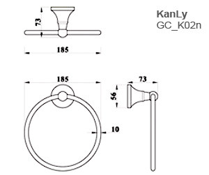 Vòng treo khăn bằng đồng Kanly GCK02