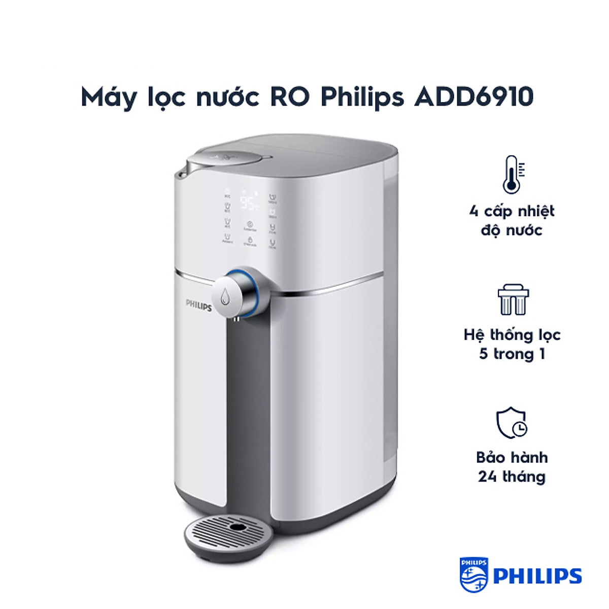 Máy lọc nước RO lõi lọc 5 thành phần và khử trùng UV Philips ADD6910