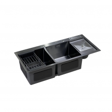 Chậu rửa chén có hộc rác phủ Nano Đen HITA HD10048GRND