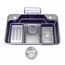 Chậu rửa chén 1 hố kèm bộ khay rổ HITA HDXLG8050D-FULL 80x50cm