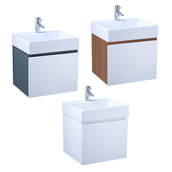 Tủ lavabo liền bàn Caesar LF5253+EH05253A màu trắng/ vân gỗ/ xám đậm