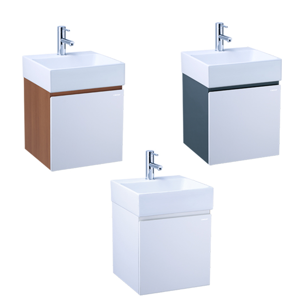 Tủ lavabo liền bàn Caesar LF5255+EH05255A màu trắng/ vân gỗ/ xám đậm