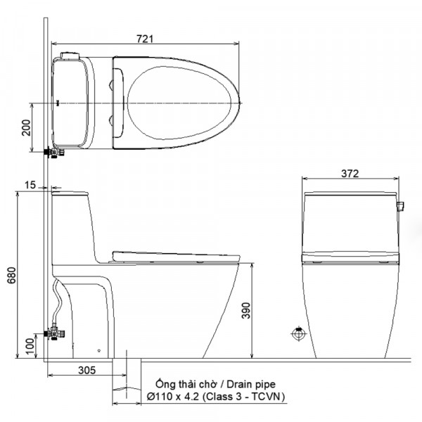 Bồn cầu 1 khối INAX AC-912VN (AC912VN) nắp đóng êm