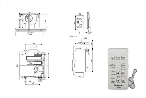 Quạt hút Cabinet 3 pha thông gió và sưởi ấm  có remote Panasonic FV-30BG3