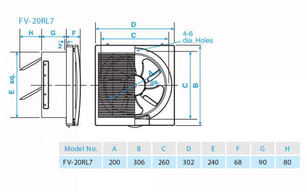 Quạt hút âm tường loại 2 chiều có màn che Panasonic FV-20RL7