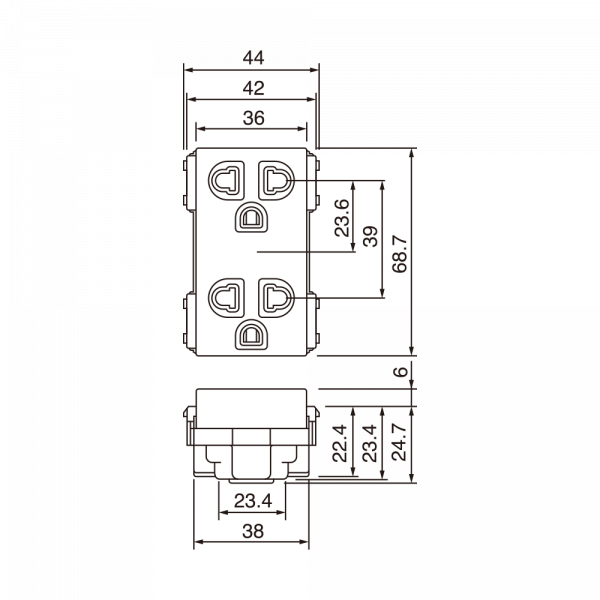Ổ cắm đôi 3 chấu có màn che và dây nối đất dòng WIDE-W Panasonic WEV1582