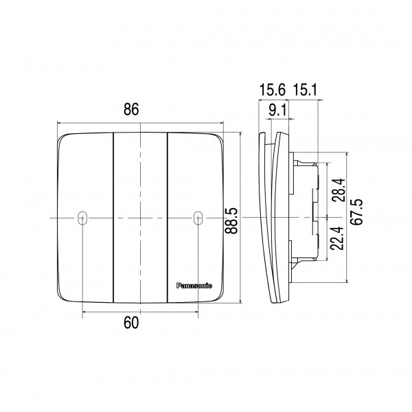 Bộ 3 công tắc 1 chiều dòng Minerva Panasonic WMT505