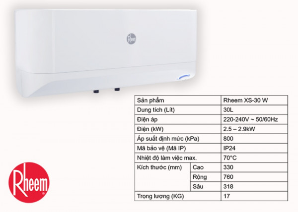 Bình nước nóng gián tiếp Rheem Xwell