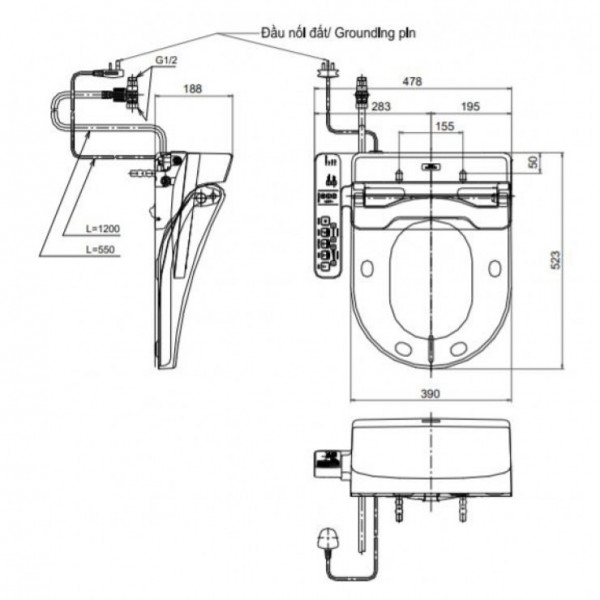 Nắp rửa điện tử Washlet TOTO TCF6632A (W8)