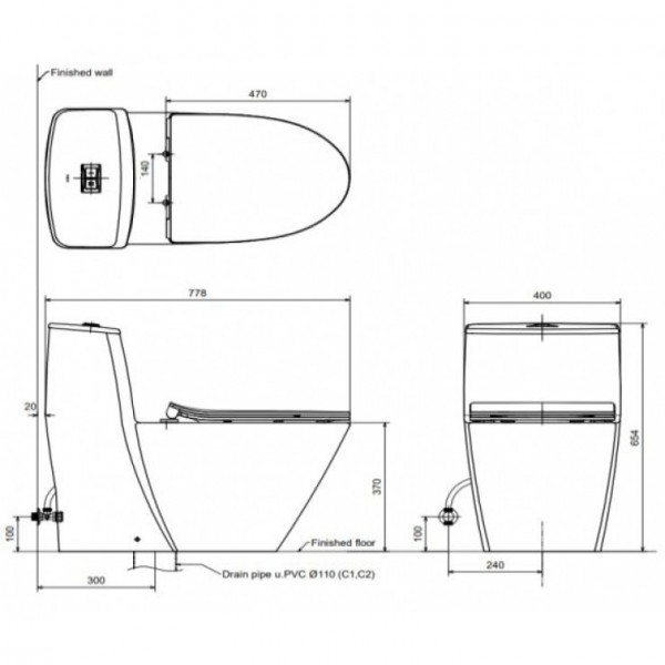 Bồn cầu 1 khối INAX AC-919VRN (AC919VRN) nắp đóng êm
