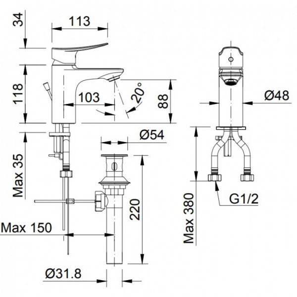 Vòi chậu lavabo nóng lạnh INAX LFV-502S (LFV502S)