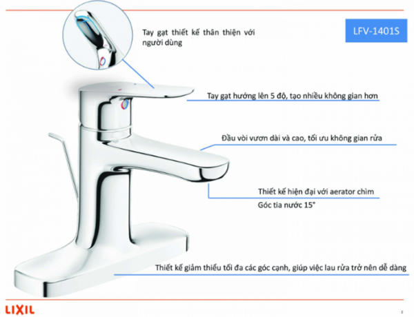 Vòi chậu lavabo nóng lạnh INAX LFV-1401S (LFV1401S)