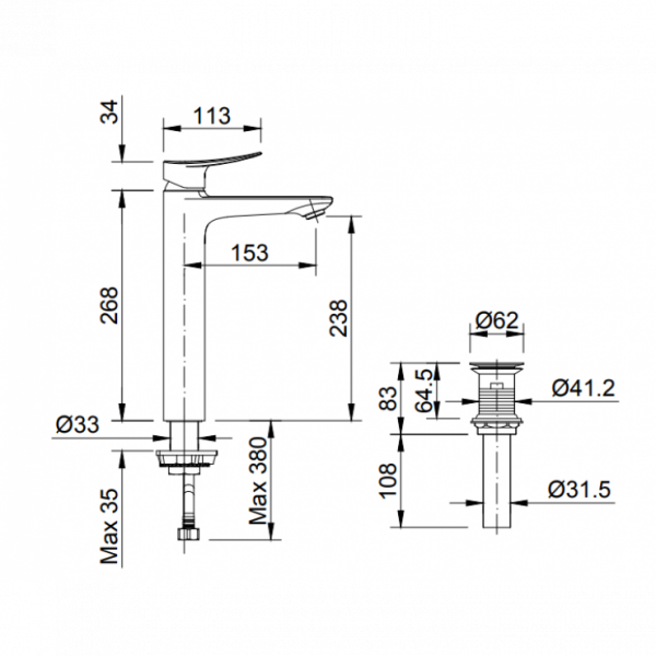 Vòi chậu lavabo nóng lạnh INAX LFV-502SH (LFV502SH)