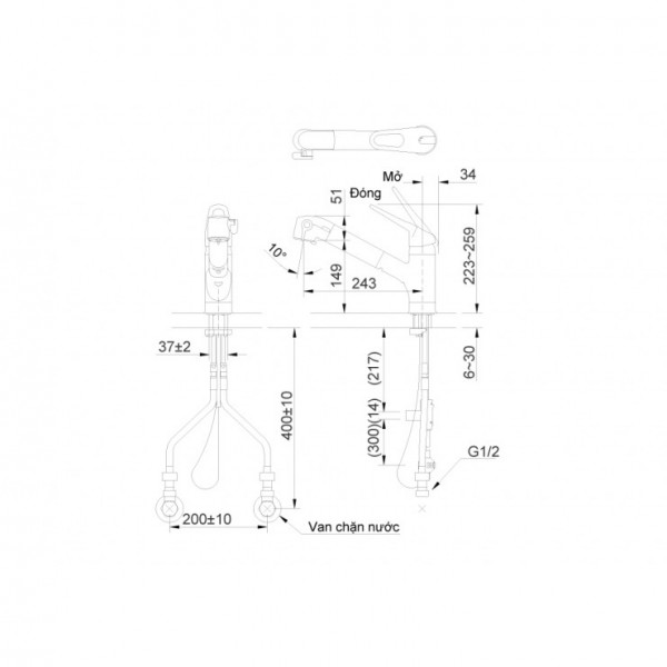 Vòi bếp nóng lạnh đa năng kèm lõi lọc nước INAX JF-AB466SYX (JFAB466SYX)
