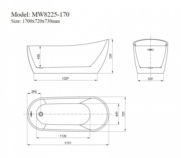 Bồn tắm đặt sàn 1.7m MOWOEN MW8225-170