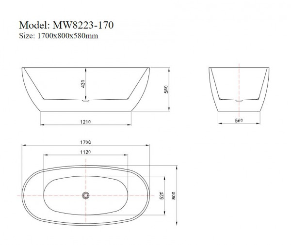 Bồn tắm đặt sàn 1.7m MOWOEN MW8223-170
