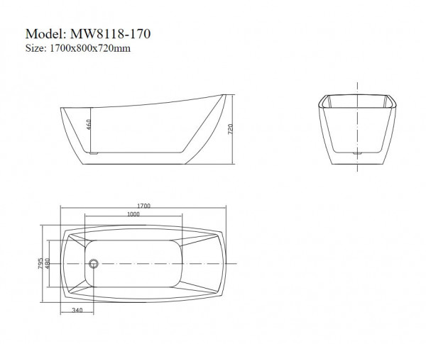 Bồn tắm đặt sàn 1.7m Mowoen MW8118-170