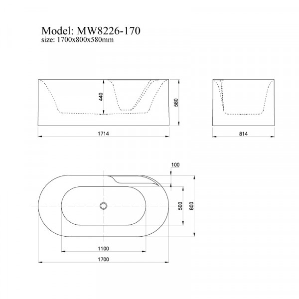 Bồn tắm đặt sàn massage 1.7m Mowoen MW8226-170.MS