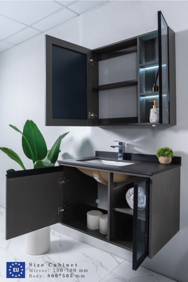 Bộ tủ chậu và tủ gương led size 800mm MOWOEN MW6635B-80