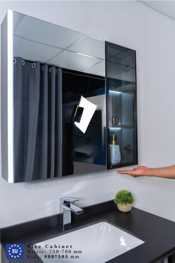 Bộ tủ chậu và tủ gương led size 800mm MOWOEN MW6635B-80