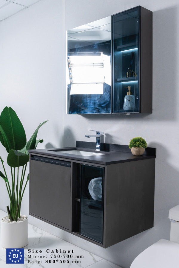 Bộ tủ chậu và tủ gương led size 800mm MOWOEN MW6635B-80