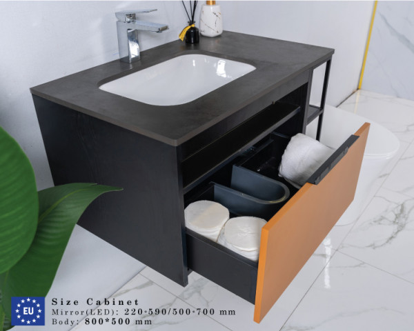 Bộ tủ chậu và tủ gương led size 800mm MOWOEN MW6622-80