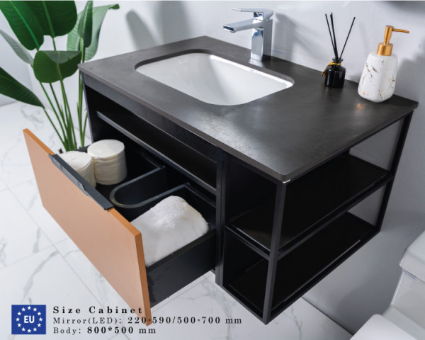 Bộ tủ chậu và tủ gương led size 800mm MOWOEN MW6622-80