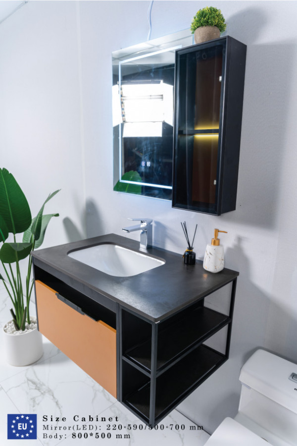 Bộ tủ chậu và tủ gương led size 800mm MOWOEN MW6622-80