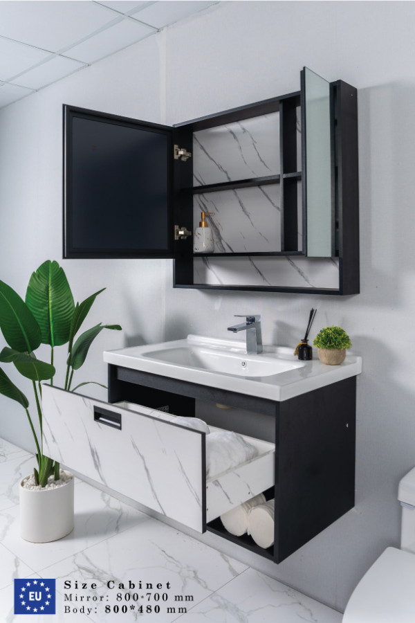 Bộ tủ chậu và tủ gương size 800mm MOWOEN MW6952-80