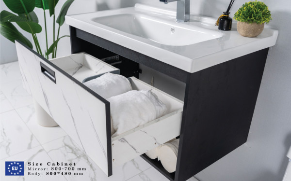 Bộ tủ chậu và tủ gương size 800mm MOWOEN MW6952-80
