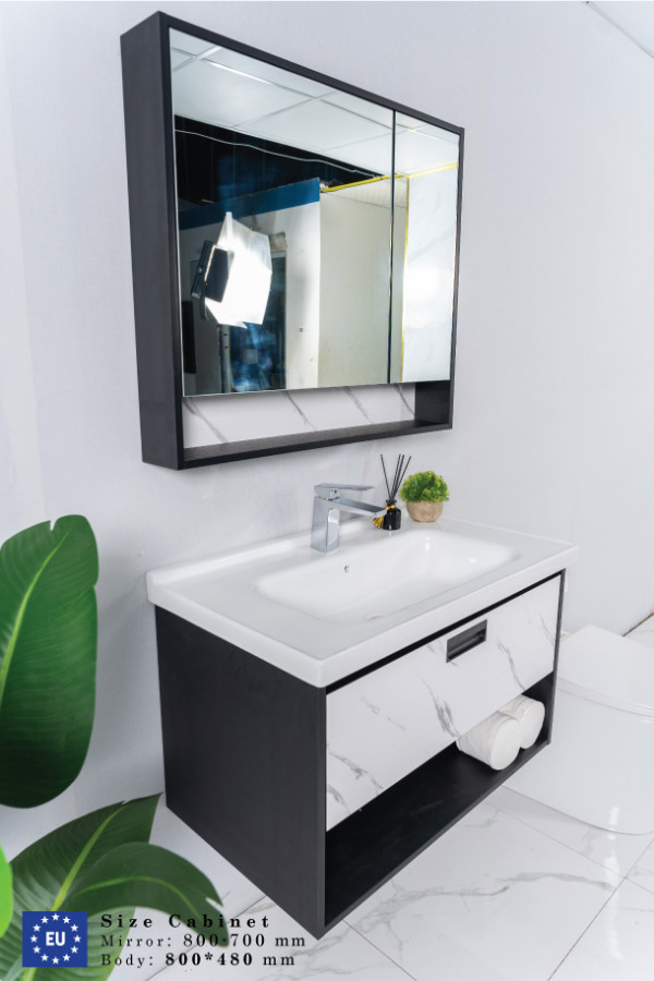 Bộ tủ chậu và tủ gương size 800mm MOWOEN MW6952-80