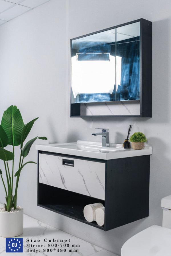 Bộ tủ chậu và tủ gương size 800mm MOWOEN MW6952-80