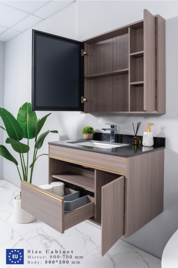 Bộ tủ chậu và tủ gương size 800mm MOWOEN MW6911-80