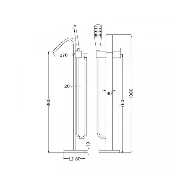 Bộ vòi sen xả bồn đặt sàn Emmas Series MOWOEN EMMAS-FB0003