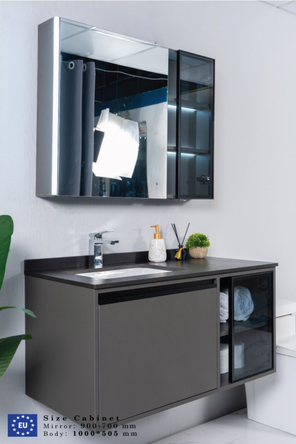 Bộ tủ chậu và tủ gương led size 1000mm MOWOEN MW6635B-100