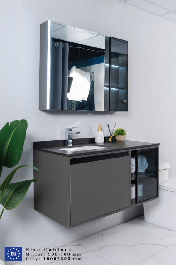 Bộ tủ chậu và tủ gương led size 1000mm MOWOEN MW6635B-100