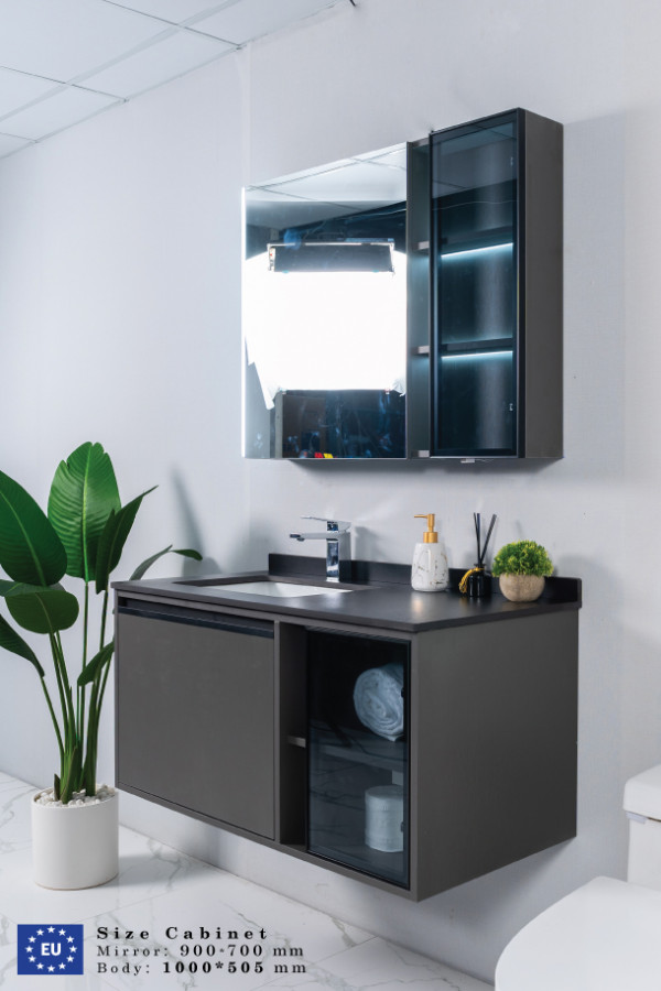 Bộ tủ chậu và tủ gương led size 1000mm MOWOEN MW6635B-100