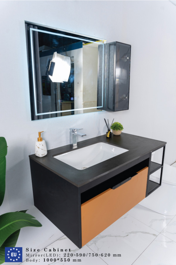 Bộ tủ chậu và tủ gương led size 1000mm MOWOEN MW6622-100